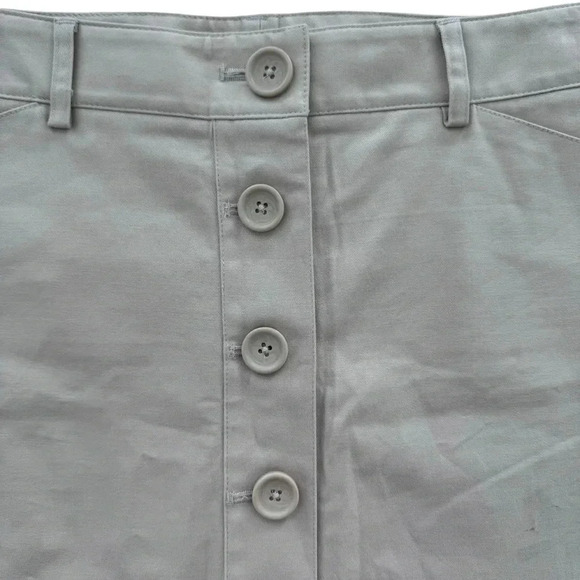 Express Khaki Beige Midi Full Button Skirt Size 4 y2k Business Casual - Picture 3 of 9